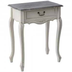 Помощна масичка с едно чекмедже, ретро бяло, 60х35х78 см