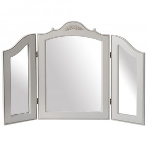 Дървено огледало 3-ка , ретро бяло, 84х60 см