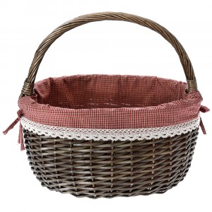 Кошница с дръжка и плат, кафе, 37х26х22/35 см