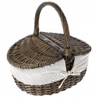 Кошница за пикник с плат/ беж/, кафе, 38х28х19/31 см