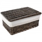 Кошница за пикник с плат/ беж/, кафе, 40х28х16 см