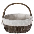 Кошница с дръжка и плат/ беж/, кафе, 37х26х22/36 см