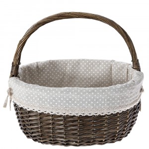 Кошница с дръжка и плат/ беж/, кафе, 37х26х22/36 см