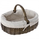 Кошница с дръжка и плат/ беж/, кафе, 35х29х13/21 см