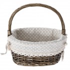 Кошница с дръжка и плат/ беж/, кафе, 23х16х11/23 см