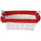 Плетен бял панер с червен плюш, 32х23х12 см