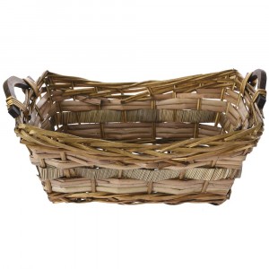 Плетен панер с дръжка, 38х28х16см