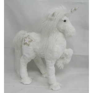 Еднорог покрит с  бяло кадифе, 34х12х43 см