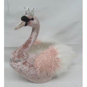 Лебед покрит с розово кадифе, 35х22х37 см
