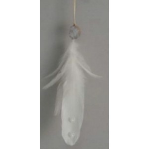 Висулка перо, бяло, 20 см