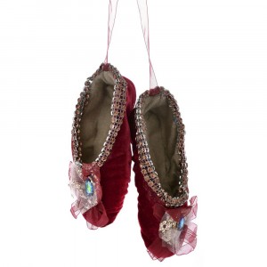 Висулка, кадифени пантовки с камъче, бордо, 15х30 см