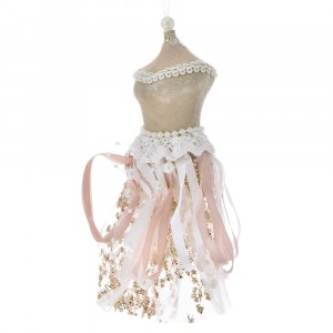 Висулка, кадифен манекен, розово и беж, 16х28 см