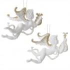 Висулки ангели к-т 2 бр, пластик, бяло / злато