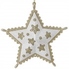 Висулка звезда, пластик, бяло / злато