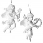 Висулки ангели к-т 2 бр, пластик, бяло / сребро