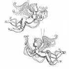 Висулки ангели к-т 2 бр, пластик, прозрачно / сребро