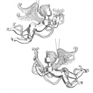 Висулки ангели к-т 2 бр, пластик, прозрачно / сребро