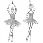 Висулки балерини к-т 2 бр, пластик, прозрачно / сребро