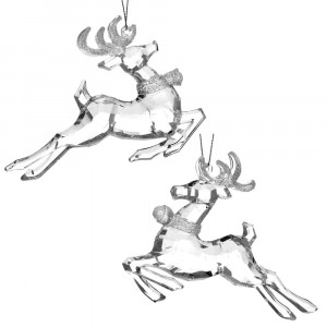 Висулки елени к-т 2 бр, пластик, прозрачно / сребро