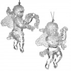 Висулки ангели к-т 2 бр, пластик, прозрачно / сребро