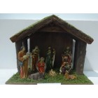 Дървена сцена РОЖДЕСТВО с поли фигури, 31х16х26 см