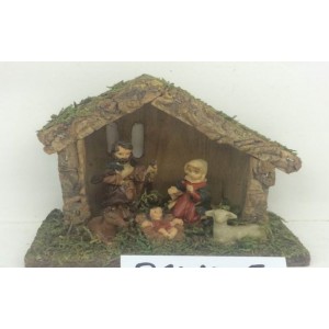 Дървена сцена РОЖДЕСТВО с поли фигури, 14х7х11 см