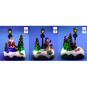 Коледна светеща сцена, пластик, 3 модела, 10х6х13 см
