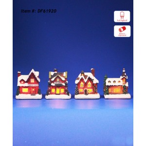 Коледна къща със светлина, пластик, 8х6х10 см