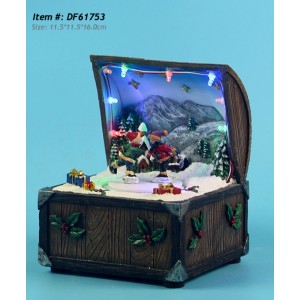 Коледна сцена ковчеже, движение и светлина, 12х12х16 см