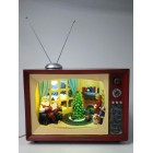 Коледна сцена телевизор, музика и светлина, 24х14х21 см