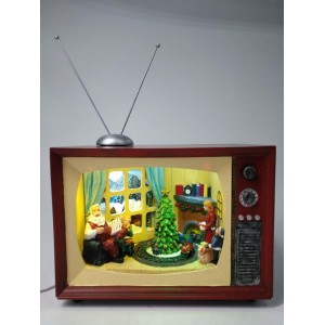 Коледна сцена телевизор, музика и светлина, 24х14х21 см