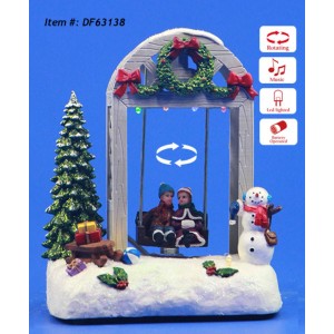 Коледна сцена люлка, движение, музика и светлина, 15х11х18 см