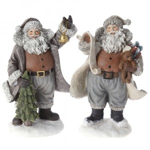 Керамична фигурка Дядо Коледа, 2 модела, кафяви, 14х20 см