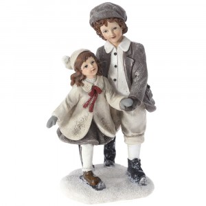 Керамична фигурка деца с кънки, 11х18 см