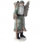 Керамична фигурка Дядо Коледа с елха, зелен,13х30 см