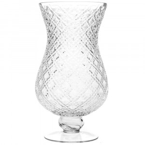 Свещник със столче,  изчистено стъкло, 14х27 см