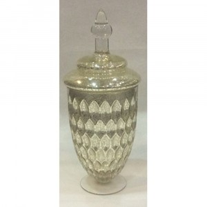 Буркан с капак, напукано стъкло, злато, 16х36 см