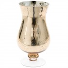 Свещник със столче,  розово стъкло, 14х27 см