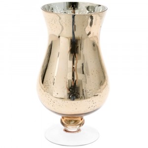 Свещник със столче,  розово стъкло, 14х27 см