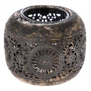 Метален свещник със стъклена чашка, 10х8см