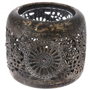 Метален свещник със стъклена чашка, 12х10см