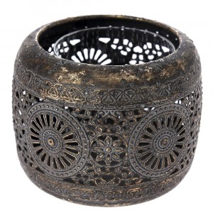 Метален свещник със стъклена чашка, 14х11см