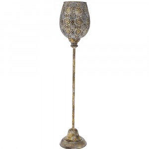 Метален свещник със стъклена чашка, 16х79см