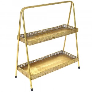 Метален поднос 2-ка, злато, 37х17х43 см