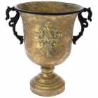 Метална ваза с дръжки, злато, 35х28х37 см