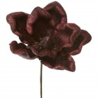 Стрък магнилия с брокат, бордо, 24 см