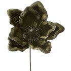 Стрък магнилия с брокат, зелена, 24 см