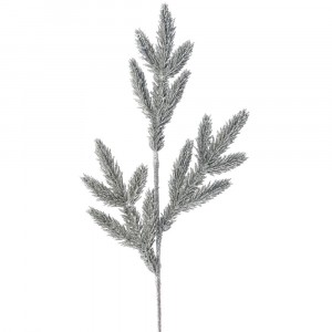 Елхова клонка с брокат, сребро, 63 см