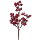 Коледена клонка, червени топчета, заснежена, 36 см