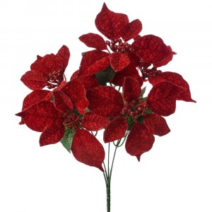 Букет коледни звезди, червени, велур 